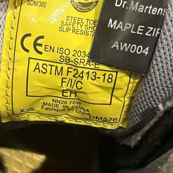 Dr. Martens Maple Zip Steel Toe Safety Shoe Slip Resistant Women's Size 7 Black - Picture 10 of 12